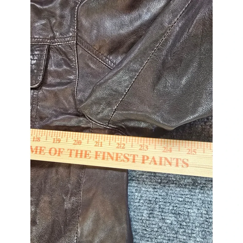 Scully Womens XL Brown Leather Jacket Distressed Western Moto Biker Coat